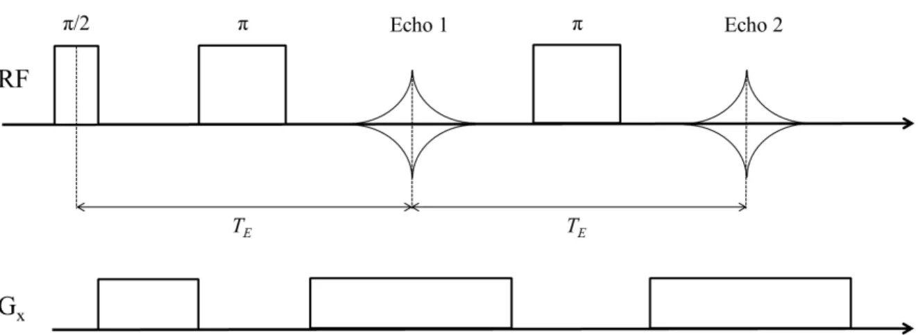 Figure 2.17: Représentation schématique de la séquence d’imagerie Double Echo de spin.