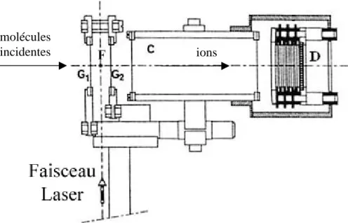 Figure II. 16              : Système de collection et de séparation en masse des ions créés en REMPI.