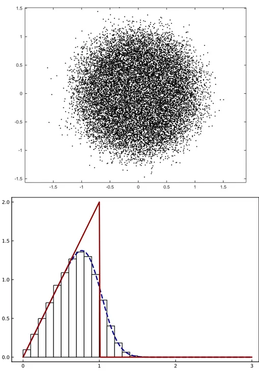 Figure 1. The top graphic is a plot of a simulation of X n ∼ P n , n = 8,