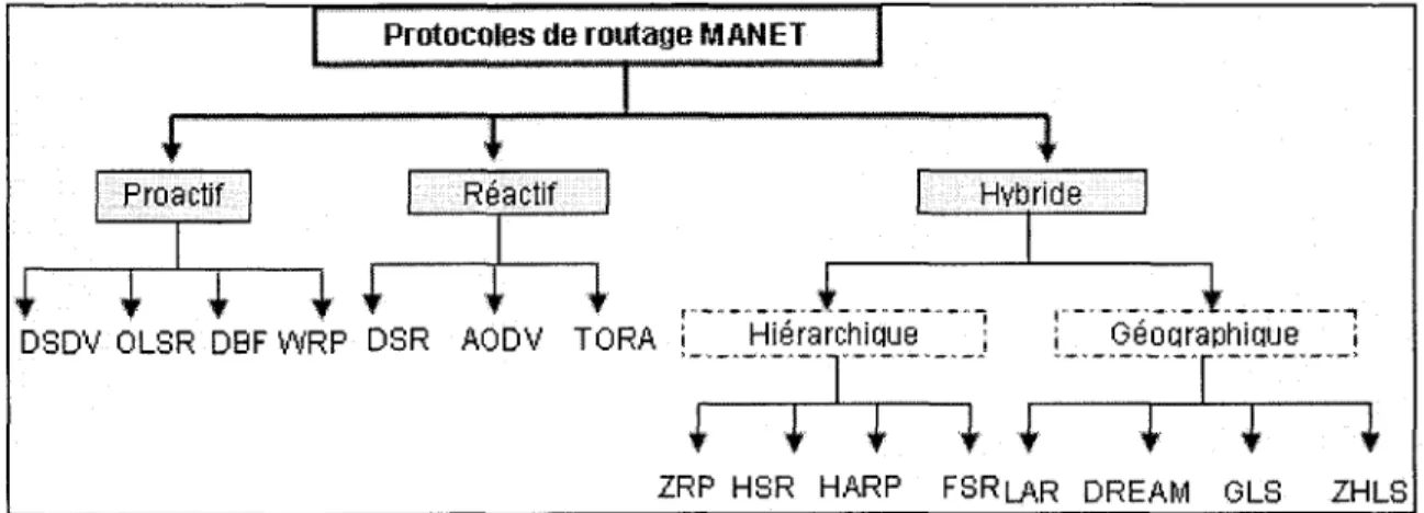 Figure 2.4  Classification de quelques protocoles de routage unicast 