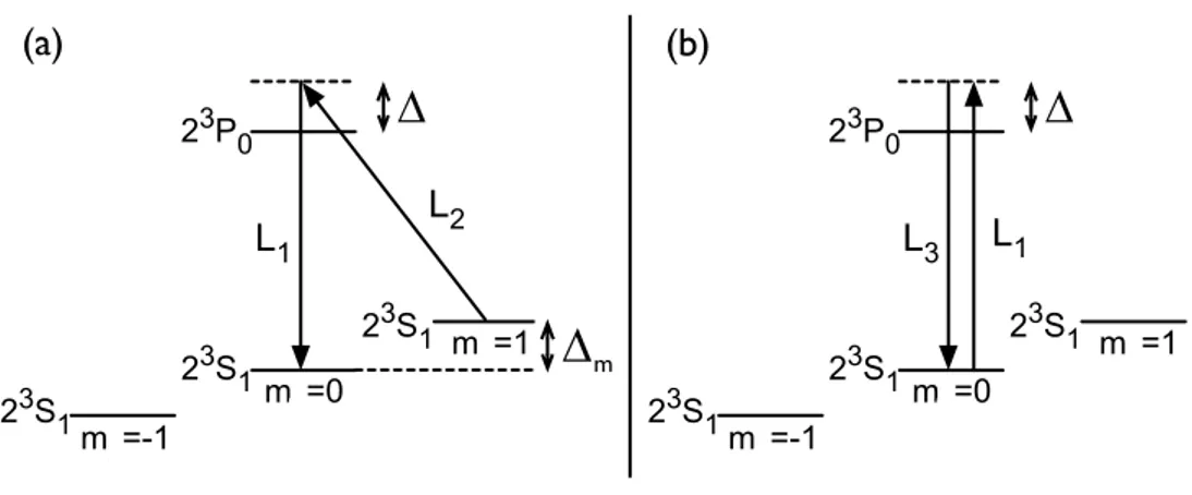 Figure 5.4: Level scheme for the transition used to drive Raman and Bragg transition.