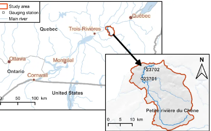 Figure 3: Location of the Petite du Chêne River watershed 