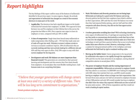 Figure 2.2 – Faits saillants du rapport PWC 2011 1