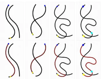 Fig. 13. The minimal paths on different synthetic images. Row 1 The original images and the prescribed points