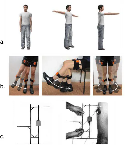 Figure 16: Example of sensor-to-segment calibration procedures  a. Static calibration (taken from (Liu et al., 2019));  