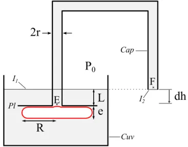 Figure I.2.2 – Sch´ ema du montage d’aspiration d’interface par d´epression hydro- hydro-statique.