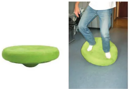 Figure 3.14: Un pouf augmenté pour contrôler la télévision. [ Schmidt et al. , 2004 ]