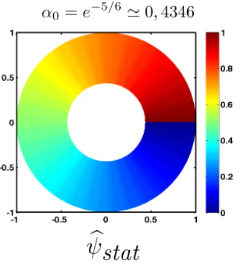 Figure 3.8 – Représentation de b ψstat sur la section e S pour α 0 = e −5/6 et pour une coupure