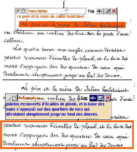Figure 2.9 : L’interface d’annotation / transcription.  La transparence peut être désactivée au besoin