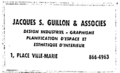 Figure 2.2 Annonce publicitaire de Jacques S. Guillon &amp; Associés,  La Presse,  1966