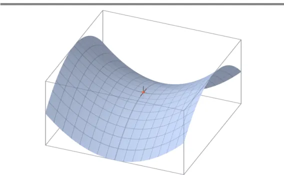 Figure 6.1: Function f (x, y) = x 2 − y 2 , and its saddle-point (0, 0), depicted