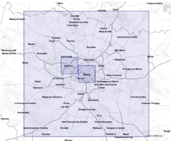Figure 5.2: Coverage of EM with two subregions: Nanterre suburb on the left and Paris city on the right