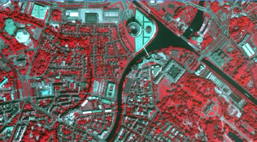 Figure 3.8: Extract of the original source image (approximately 1/25 of the full image), Pleiades c CNES2012, Distribution Astrium Services / Spot Image S.A., France, All rights reserved.