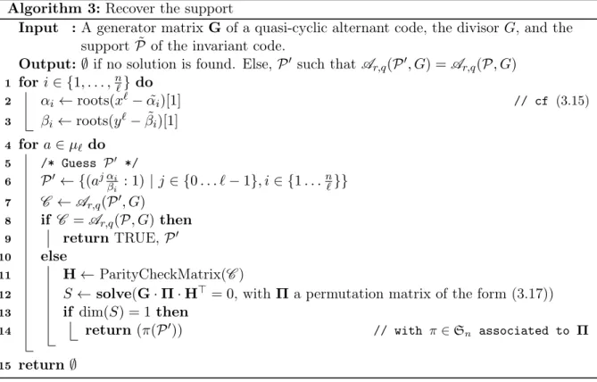Table 3.1: Average time for Algorithm 3 with σ diagonalizable in F q m
