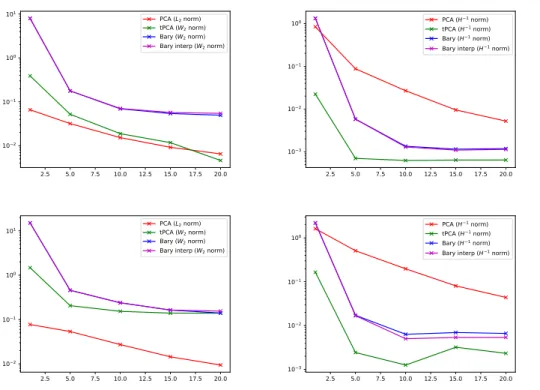 Figure 1c shows the decay of the error of the PCA and tPCA methods in the average sense and for the functions used in the training phase