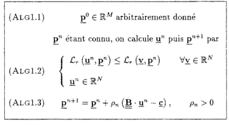 TAB. 2.1 - Algorithme 1  La relation ( ALGl.2) est équivalente à: 