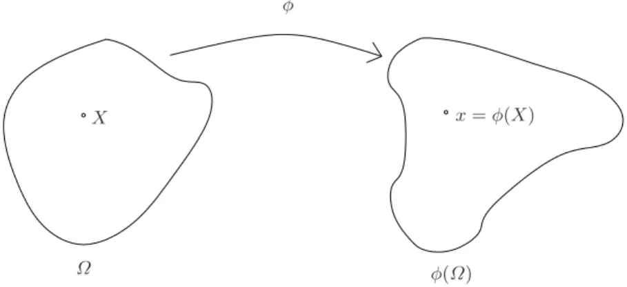 Fig. 1.1. Représentation d’une déformation d’un milieu continu