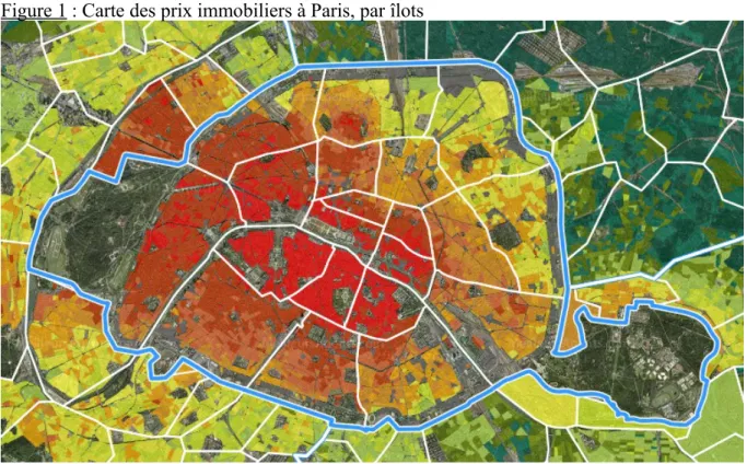 Figure 1 : Carte des prix immobiliers à Paris, par îlots