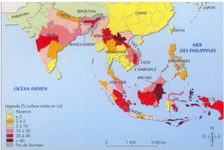 Figure 4 : Proportion de la surface rizicole en abattis-brûlis en Asie du Sud-Est 