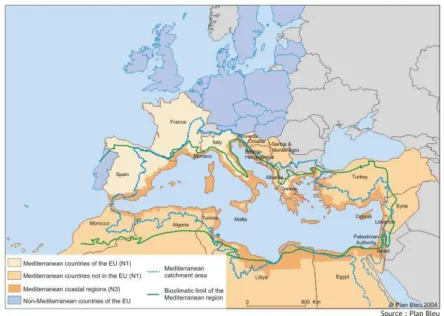 Fig. 1.1: L’espace m´editerran´een, source : Benoit et Comeau [2005]