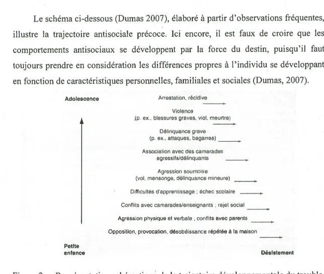 Figure 2: Représentation schématiqué de la trajectoire développementale du trouble