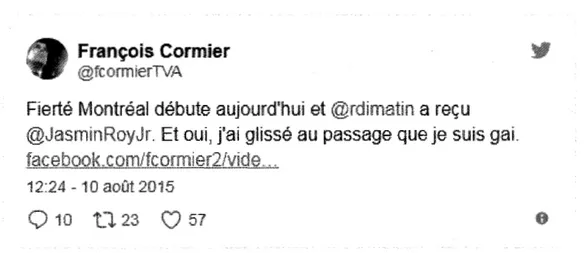 Figure 4.2 Publication Twitter - François Cormier (24 heures) 