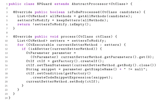 FIGURE 2 Spoon: Using processors to rewrite Java code (NPGuard.java, R np ))