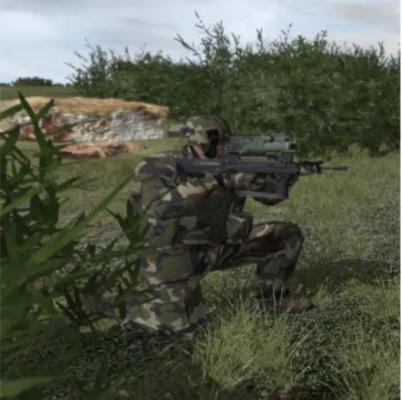 Figure 1.2 – Modèle 3D d’un soldat de l’armé de terre dans Virtual Battle Space 2 Le soldat est équipé du système FÉLIN, développé par Sagem Défense Sécurité