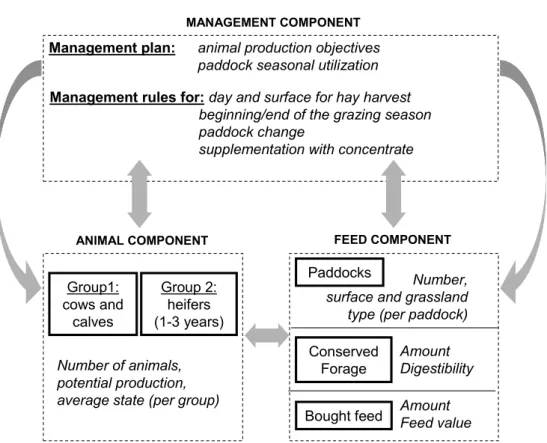 Figure 1: Conceptual model of a suckler farm focussing on the forage system and its  management