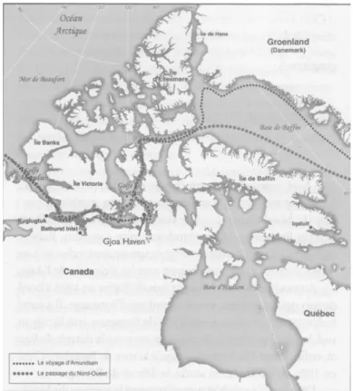 Figure 1.4 : Le voyage d'Amundsen et le passage du nord- nord-ouest 