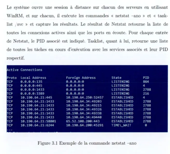 Figure 3.1  Exemple de  la  commande netstat - ano 