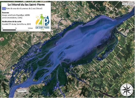 Figure 1.1  Localisation  du  lac Saint-Pierre  et  de  son  littoral  (Tiré  de :  Comité  ZIP  du lac Saint-Pierre,  s
