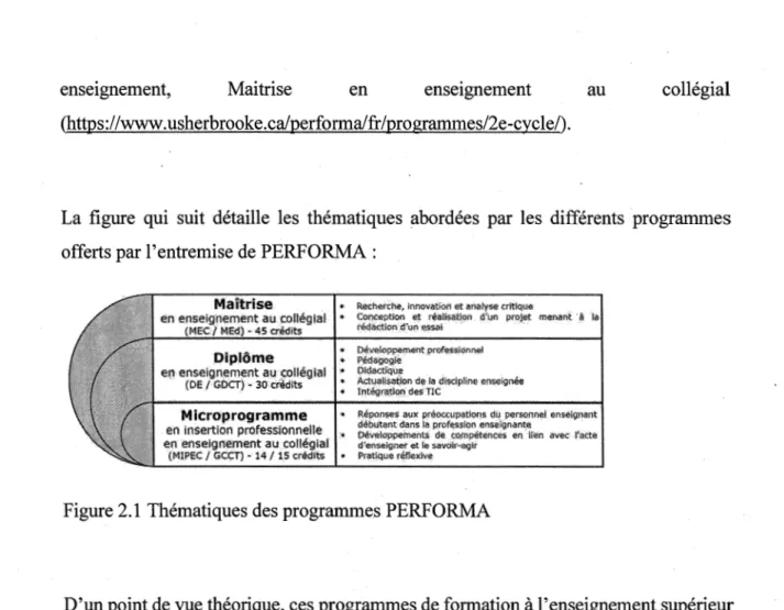 Figure 2.1  Thématiques des programmes PERFORMA 