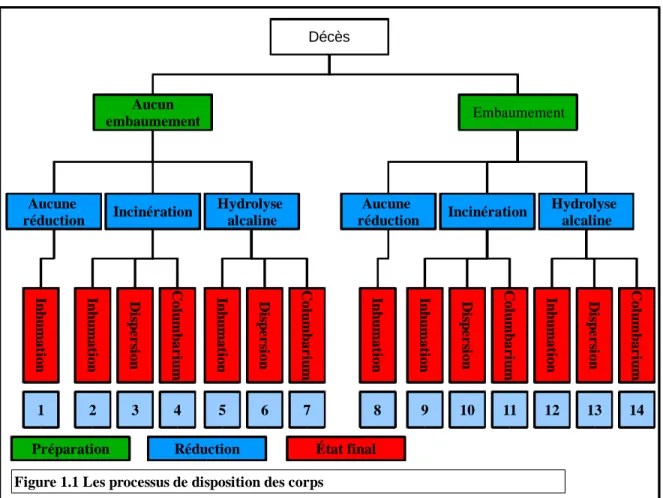 Figure 1.1 Les processus de disposition des corps