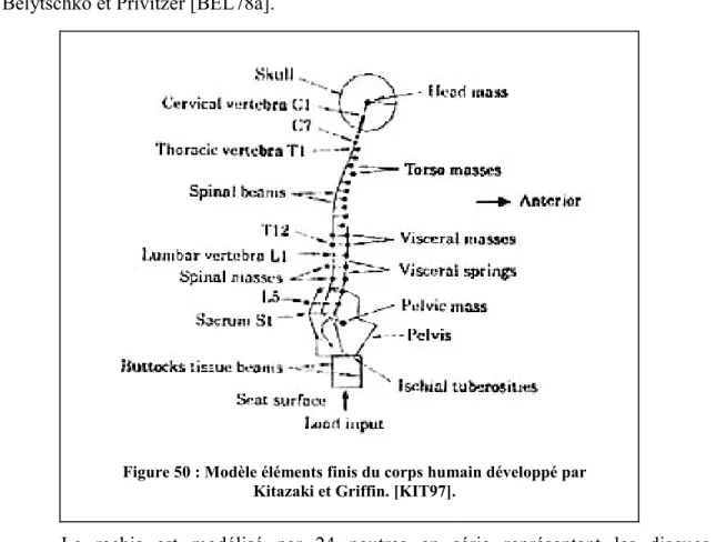 Figure 50 : Modèle éléments finis du corps humain développé par  Kitazaki et Griffin. [KIT97].