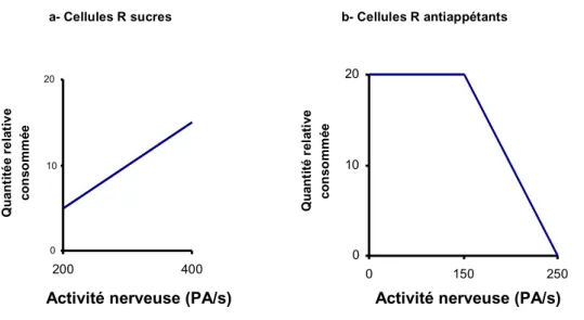 Figure 2-5 Relation entre l’activité des cellules gustatives et l’alimentation (Bernays et  Chapman, 1994) 