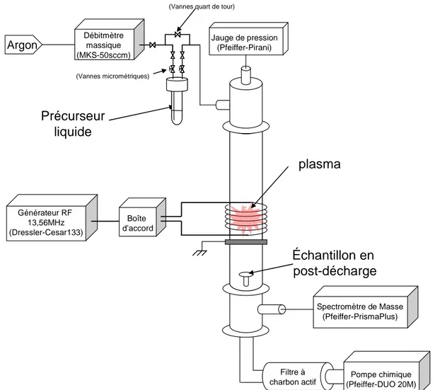 Figure 38 : Schéma du réacteur de dépôt par plasma sous basse pression 