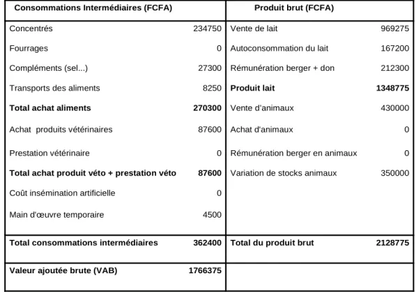 Tableau 8 : Exemple de compte de résultats d’exploitation d’août 2005 à juillet 2006 