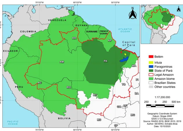 Figure 1. Location of the study area within the Amazon Biome and Brazilian Legal Amazon