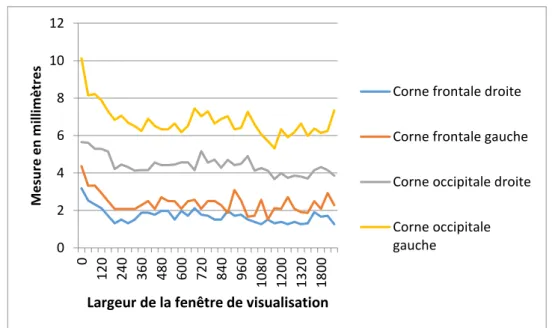 Tableau 1 : mesures du système ventriculaire avec centre de fenêtre de visualisation fixe dans le plan  axial