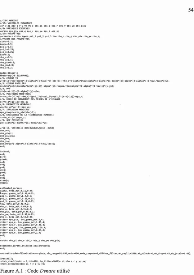 Figure  A.l  : Code  Dvnar e  utilisé 