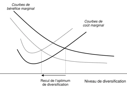Figure 2 –  Bénéfices et coûts marginaux de la diversification    