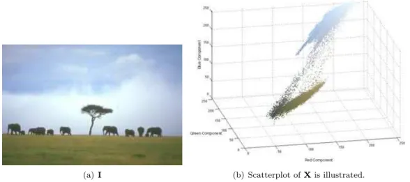 Figure 1.11: Representation of colour values of natural images as vector points in R 3 
