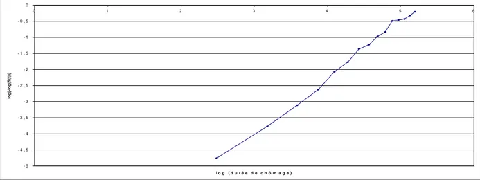 Graphique 3 : Fonction log [- log (S(t))] 