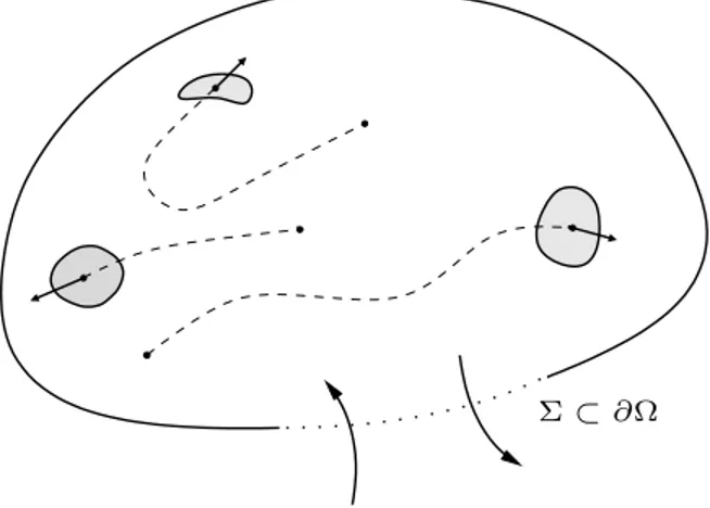 Figure 1. Controlled trajectories for solids inside Ω