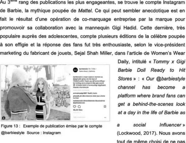 Figure 13 :  Exemple de publication émise par le compte  @barbiestyle  Source : lnstagram 
