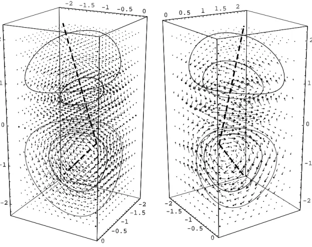 Fig. 2.4 – Champ symétrique a ∈ R 3 avec quelques courbes intégrales.