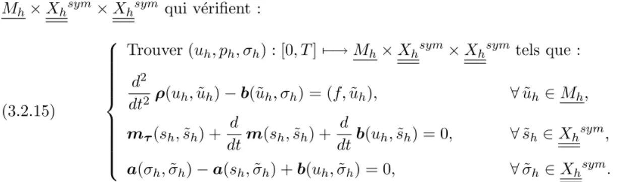 Fig. 3.2.3 – Les degr´es de libert´e pour X sym