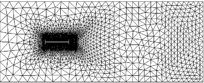 Fig. 5.16  Maillage du domaine uide pour le pont de T acoma