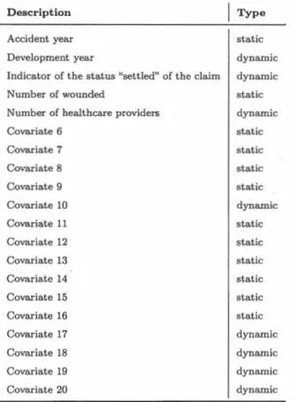 Table  4.2.1:  Covariates  used  in  the  models. 